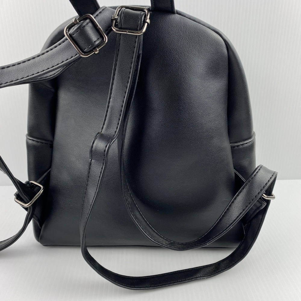 ARDENE Mini Backpack Purse Black Chain Accent Front Pocket Stylish Bag - Picture 3 of 11